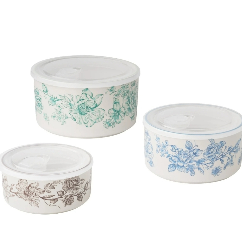 💜 2025 Pioneer Woman Agatha Floral Bakeware Set Blue, Green, Brown 6 Piece Set